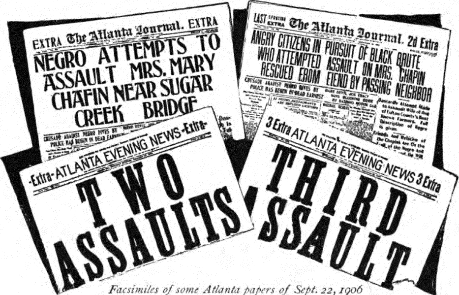 A collection of newspaper covers from 1906, giving an insight into the long lasting racial tensions in the USA