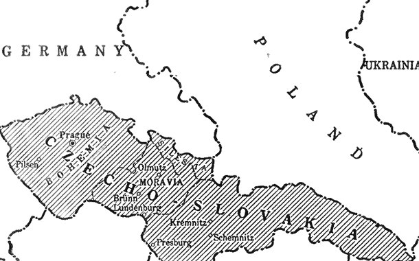 map of Czechoslovakia, Poland and Germany