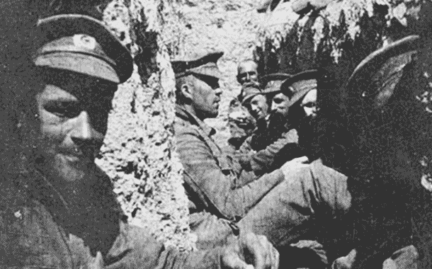 Soldiers in World War I Trench