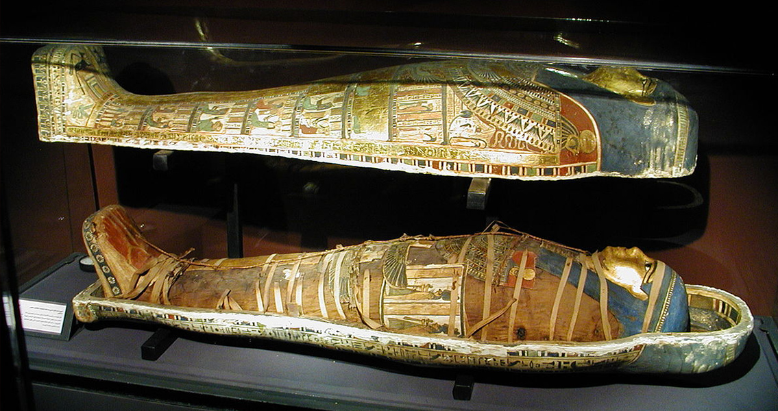Sarcophagus and mummy