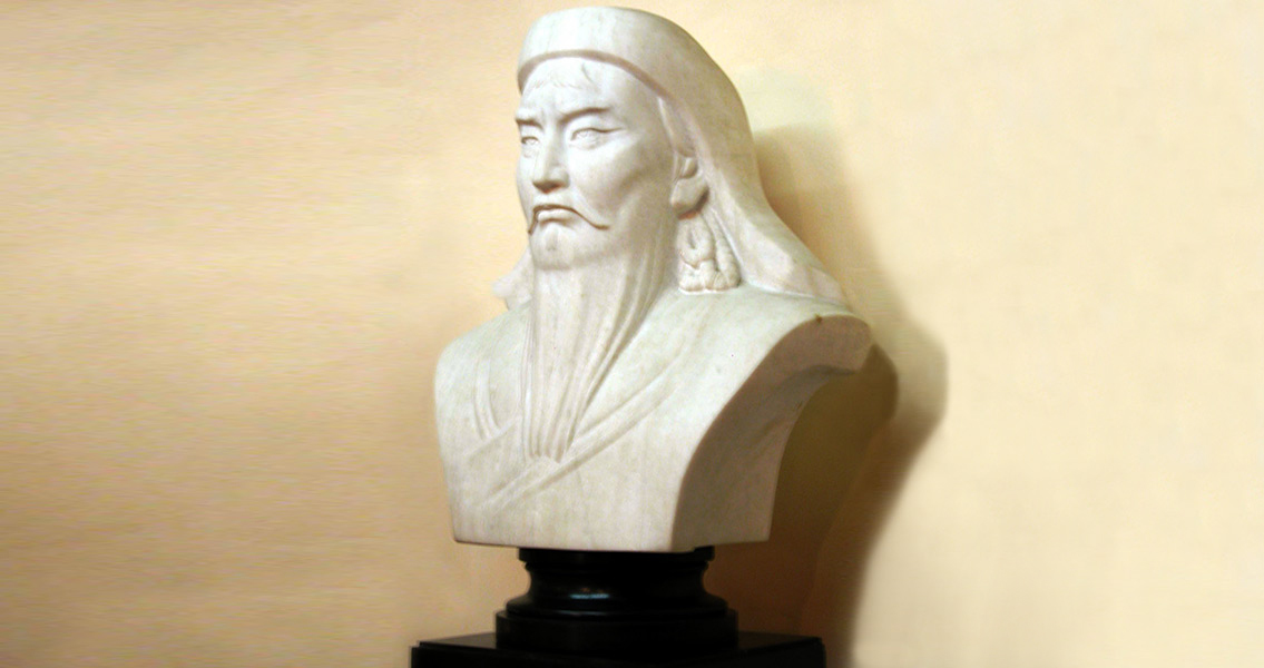 Bust of Genghis Khan in Mongolia