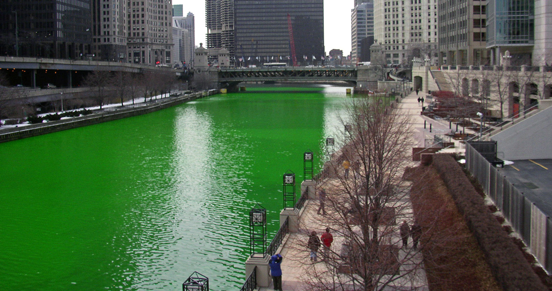 Chicago River Dyed Green