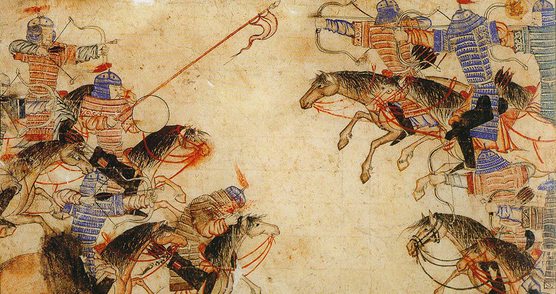 Confrontation between mounted archers, Rashid-ad-Din