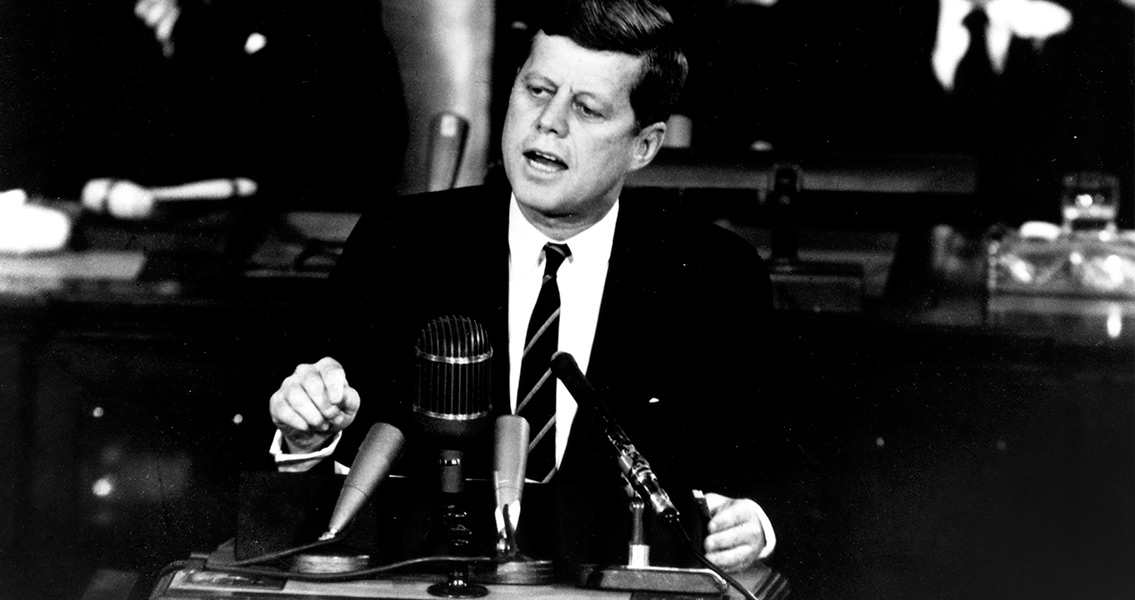 Kennedy Giving Speech to Congress