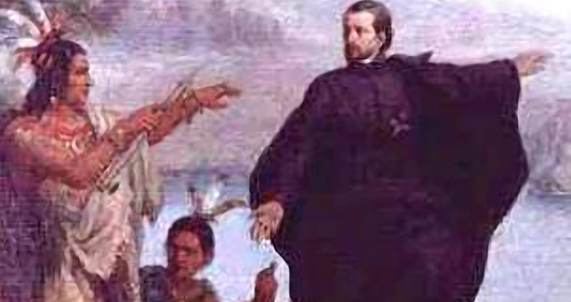 Painting of Father Jacques Marquette Preaching to Native Americans