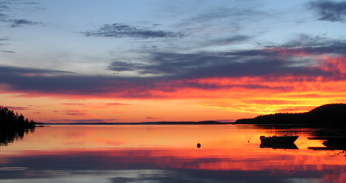 Sun setting over Lake Päijänne at Sysmä, Finland