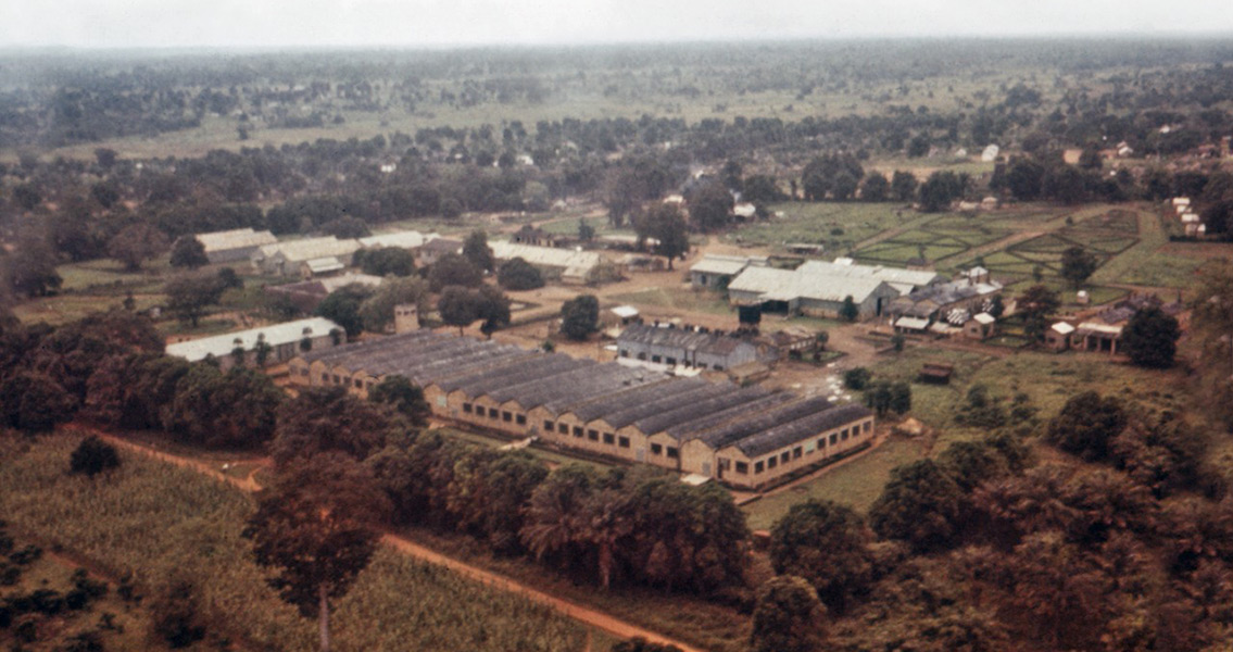 Aerial view of a cotton factory in Sudan, where the earliest cases of Ebola were recorded in 1976