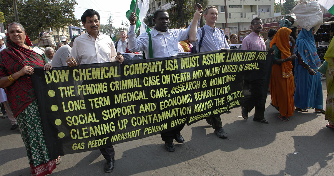 Protest against the Dow Chemical Company in Bhopal