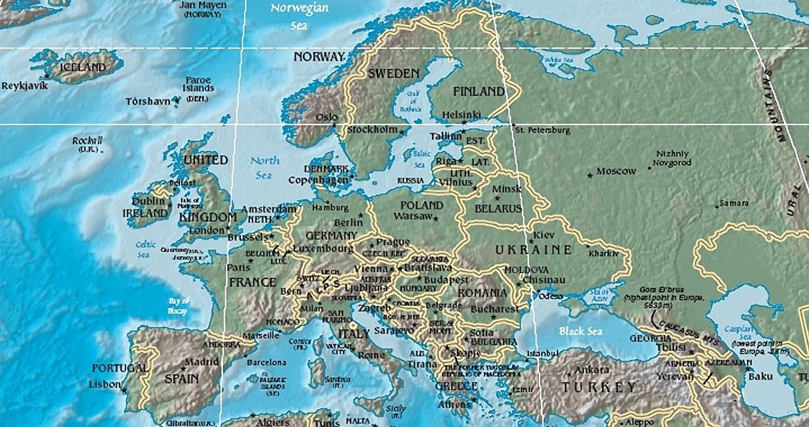 Physical Map of Europe