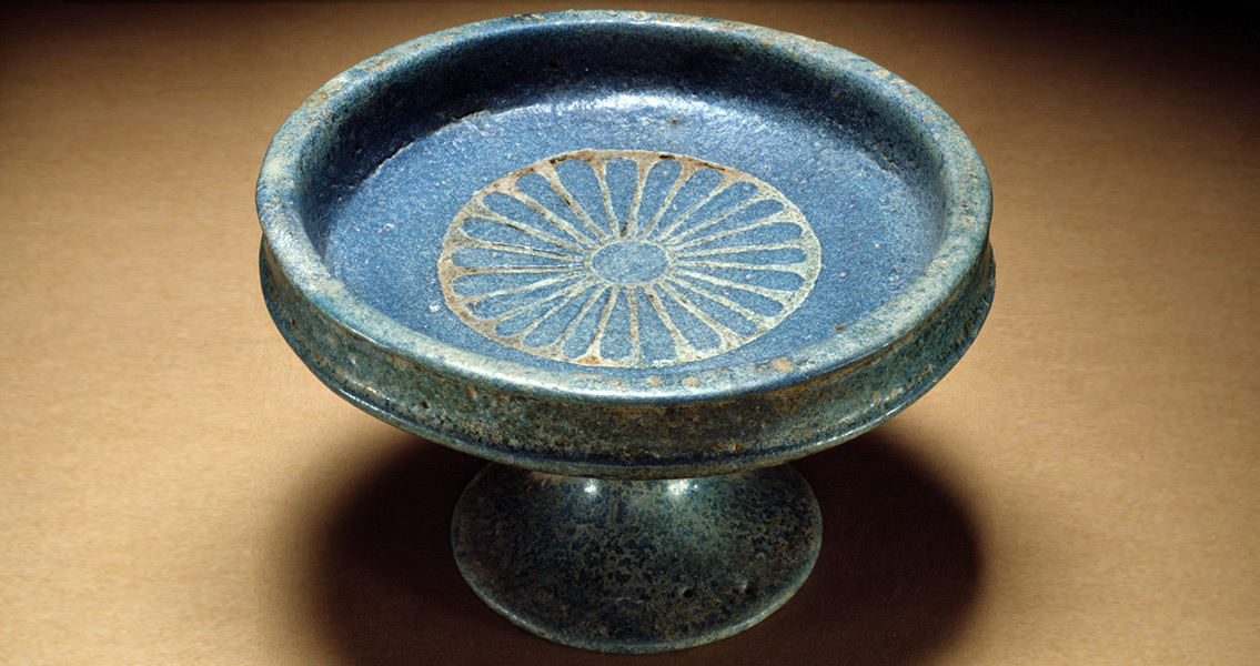 A glazed bowl with Egyptian blue.