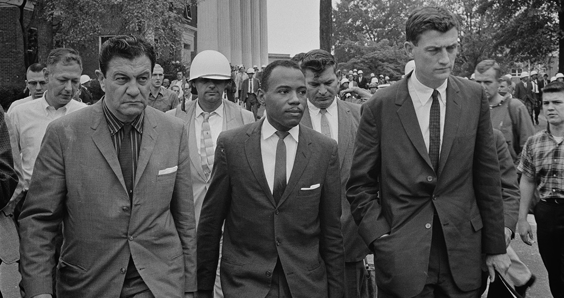 James Meredith accompanied by US Marshals
