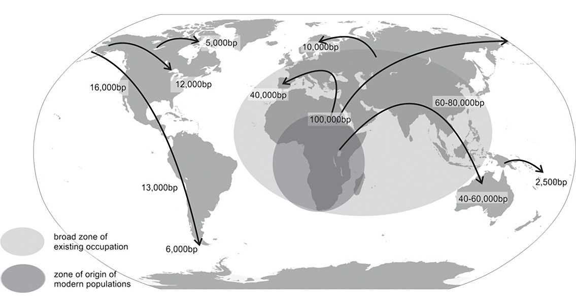 dispersion map 100,000 years bp