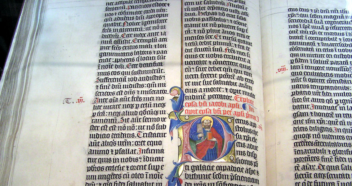 Illuminated Letter P Latin Bible from Malmesbury, England (2)