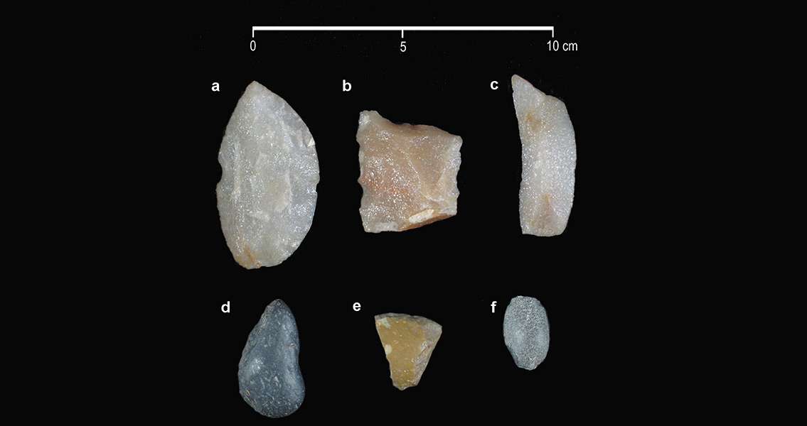 Sample of the lithic artifacts found in the levels associated with extinct fauna.